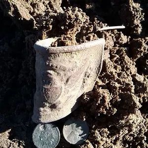 Dug in Worth County Georgia farm field on Feb 8, 2015 ----Early version of 1851 Union Eagle Belt Sword Officers Plate #630