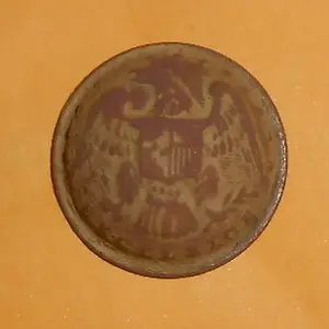 4-30-15 Union Army Excelsior button from the 1860's. Found in a farm house yard.