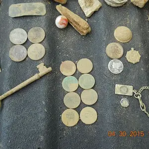 4-30-15 A very good day. A merc, war nickel, buff, first skeleton key, 1860's union button.