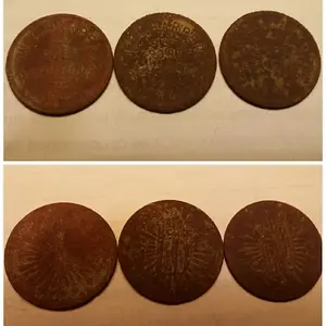 Tokens - "W.C. Harper Port Republic, VA" (Front) "1", "10", "10" (back)  Found in my backyard.