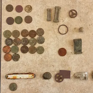 20150621 152944  Old VFW and Grey house.  1953 1/4 penny Farthing from S. Africa and 3 wheats (42, 45, & 46).  $0.51