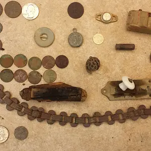 20150706 155339  Crystal's house and Rochester.  3 hr  1953 quarter, henny penny, good for one meal token 6 wheats (1914,20,27,42,48-D, & 50).  $1.27