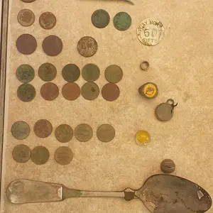 20150801 163629  Brick house on Elm Finds.  3.5 hr  2 IHPs 1877 & 1907, 47 & 56 nickles, 10 wheats 1919-S, 26,28,34,37-D, 41, 41-D, 54, 54-D, & 55.  S