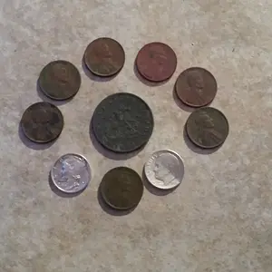 20150906 201245  Notables
1854 Canadian Half Penny, 44 Merc, 53 Rosie, & 7 wheats 1916, 40, 42, 44, 44D, 45, & 53D.