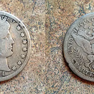 1914 Barber Quarter found in an old athletic field.