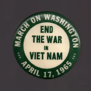 1st NATIONAL SDS March April 17, 1965 1.5"
note: There very 1st was June, 1962 in Port Huron MI when less then 100 attended (less the 20 miles from my