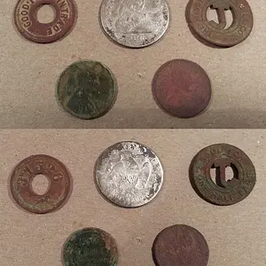 20160117 1876s Seated Liberty and a couple of tokens found at a door knock permission in Madison with the F75.