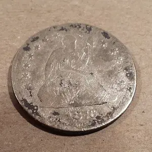 20160117 1876s Seated Liberty Quarter found at a door knock permission in Madison with the F75.