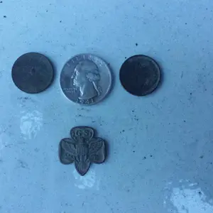 20160130 174725  Notables B, 2 wheats (1913 & 41), 1941 quarter (1st silver of 2016), & GSA pin