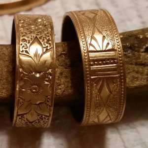 One dive two 1800's gold rings and bronze or brass ship spike