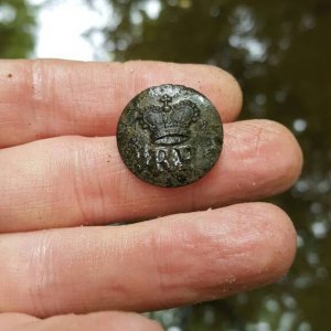 Royal Provincial Loyalist coat button found in a creek in the SC Lowcountry