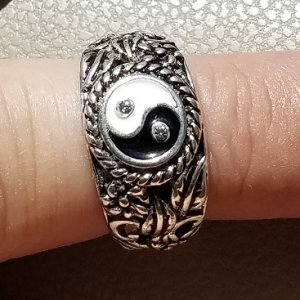 20160612 Junk Ying Yang ring found with the Bounty Hunter Quick Silver on a volleyball court in Gulf Shores, AL.