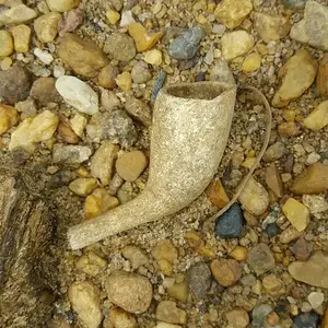 I found this intact kaolin pipe bowl washed up on a sandbar of a local river.  Mid-1700s.