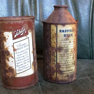 Old beer cans, found under a foot of pine needles.