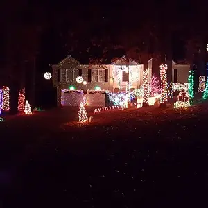 Christmas 2016 - 10,000 lights.
7 Blisslights laser lights (they get a little lost with all of the lights)