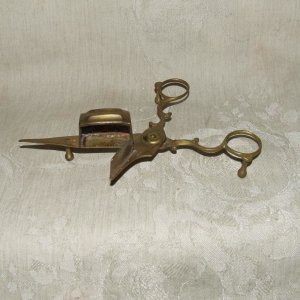 Brass Candle Snuffer Wick Trimmer Scissors - Intact example