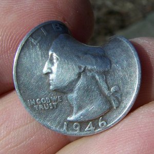 1946 GW Quarter with Bullet Hole