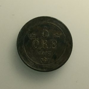 5 Öre 1907 (My oldest 5 öre coin)