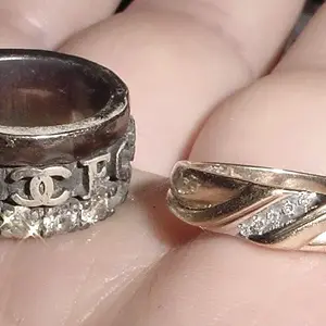 CHANEL SILVER RING & GOLD WEDDING BAND
