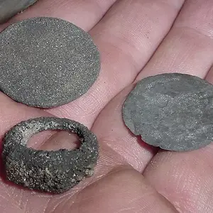 OLD SILVER - 2 BARBER HALVES - CRUSTY RING