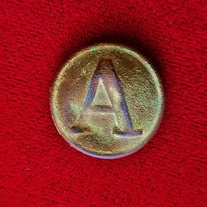 Lined block "A" Confederate coat button