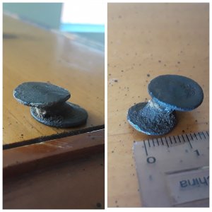 Rivet found at a site near a historic hotel