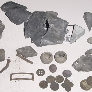 CAPE COD - OLD WHARF FINDS - RELIG. MED. IS STERLING - THERE'S A MERC AND AN IH PENNY IN THERE