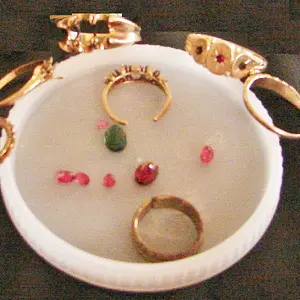 First ring find   in one baggie!
Two Solid gold, rest plated