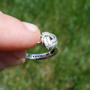 Silver Pandora ring. Metal detecting find on Ken and Kerena's yard. August 2019