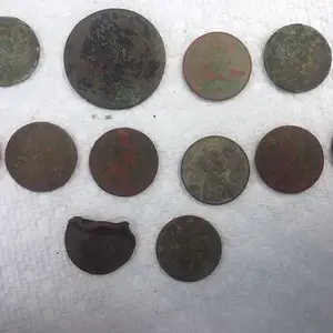8-25 Flying Eagle, LC, two wheats, and 17c clad.