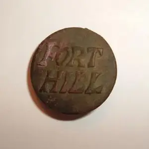 Fort Hill Button - Button off 1920s work clothes.