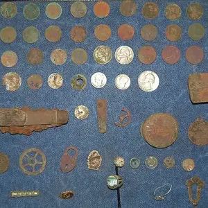 Coinshooting! - Finds from a one-room schoolhouse.  ALL of the coins recovered are pictured above.  There was only one piece of clad--a 1959 memorial 