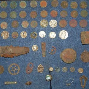 Coinshooting! - Finds from a one-room schoolhouse.  ALL of the coins recovered are pictured above.  There was only one piece of clad--a 1959 memorial 