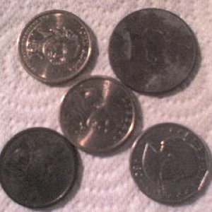 50 cent & one dollar coins