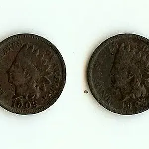 1890, 1902, 1903, and 1888 Indian Head Cents