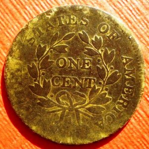 1801 "Draped Bust" Large Cent (Reverse) - 1801 "Draped Bust" Large Cent 
Variety S-221 Die Error- Fraction "1" over "0" 
"Low Rarity"
Found in Burling