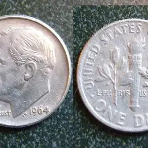 1964 dime - This is my first silver coin find since I started metal detecting. Found it on a highschool football field.