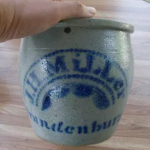 1860s J.H.Miller Stoneware Jar made in Brandenburg, KY - Reconstructed from pieces found at an old house site.