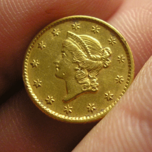 1853 Longacre $1 Dollar "Liberty Head" Gold Coin - Found in South Carolina 2010