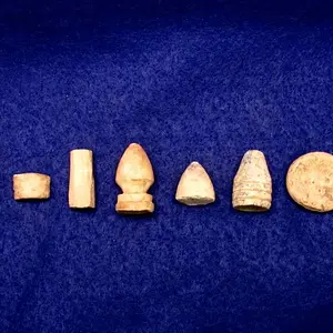 Rook Chess Piece and Other Carved Bullets - Civil War Campsite Finds:  Sept. 2011