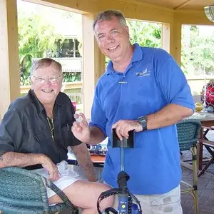 Frogfoot Weller - Bob "Frogfoot" Weller and Wreckdiver1715 at Wellers Cove in 2003.