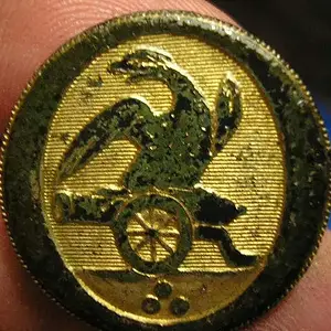 Early 1800's U.S. Artillery Eagle w/ Cannon - This beautiful button was dug in a field that produced several Spanish Silvers and many military buttons