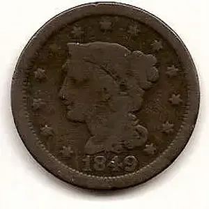 My First Old Coin - It is a large cent (LC) from 1849. It was found at Karhohl PArk in Beavercreek Ohio.  It was found within a foot a huge old farm i