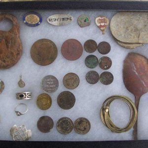 2008 Best Finds - The one full year I have detected. 2008.
 The old lock, from the 20s my wife found hunting at The La Bayou Hunt. There are 2 silver 