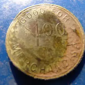 Token found in the same hole as a 2 franc coin. You can even see where the coin was laying on the face of this token.