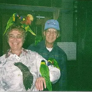 My wife and me - At a bird Aviary near Niagra Falls, Canada