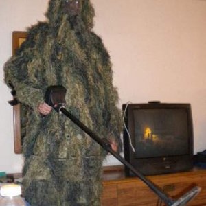 Dressed for night hunting in South Texas. This scares away evil night beast and evil people. Never fails to work!
