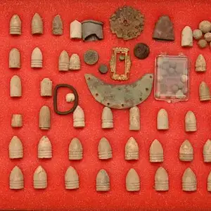 Morgan's 1863 Winter Camp -       I hunted this camp in Liberty, TN from March-Sept. in 1999. These are some of my finds. Best finds were both caliber