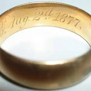 1877 Wedding Ring - This 18k wedding band is dated 1877.