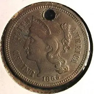 1865 3 Cent Nickel - Dug 3 cent nickel.